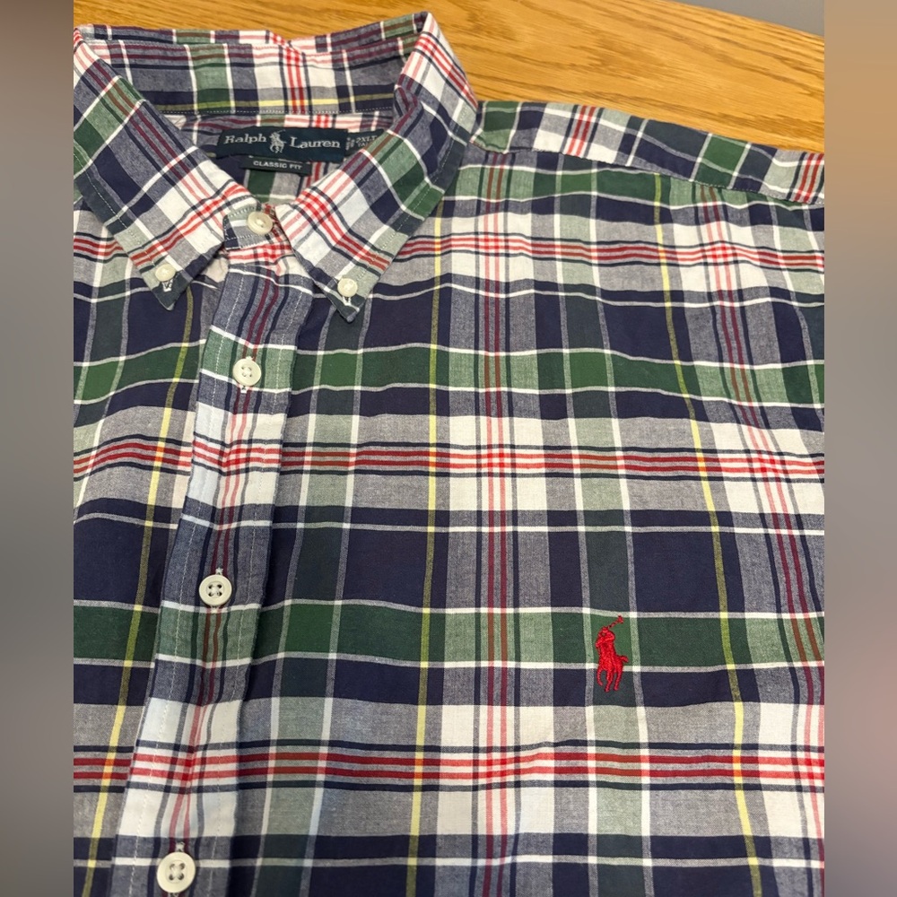 Ralph Lauren 2XLT Tall Men's Multicolor Plaid Short Sleeve Shirt Button Up